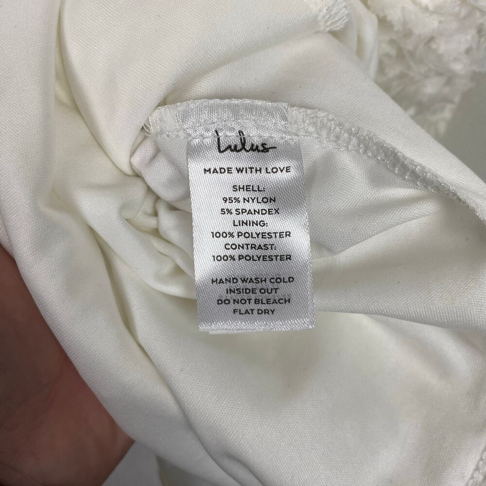Lulus White Romantic Lace Textured Bodycon Midi Dress Sz.S NWT - Picture 15 of 16
